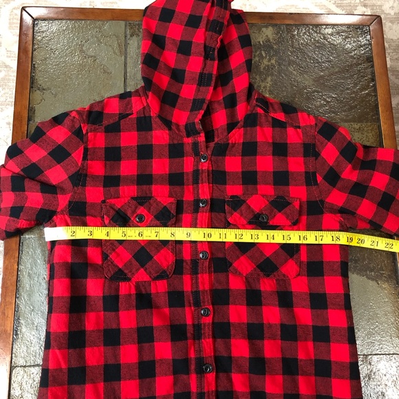 Boston Traders Shacket Women’s S Button Up Buffalo Plaid Sherpa Lined Hoodie - Picture 11 of 15